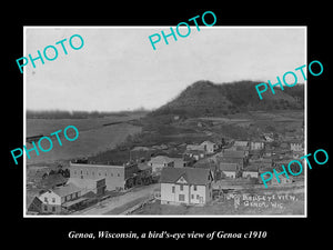 OLD LARGE HISTORIC PHOTO OF GENOA WISCONSIN, PANORAMA OF THE TOWNSHIP c1910