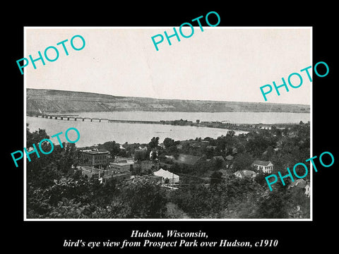 OLD LARGE HISTORIC PHOTO OF HUDSON WISCONSIN, PANORAMA OF THE TOWNSHIP c1910