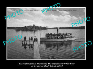 OLD LARGE HISTORIC PHOTO OF LAKE MINNETONKA MINNESOTA, SHADY ISLAND PIER c1910