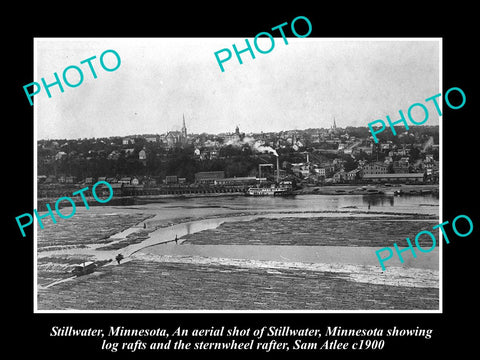 OLD LARGE HISTORIC PHOTO OF STILLWATER MINNESOTA, PANORAMA OF THE TOWN c1910