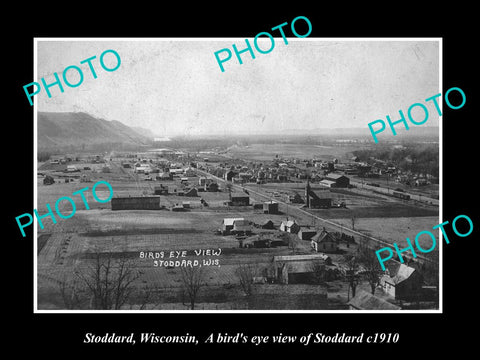 OLD LARGE HISTORIC PHOTO OF STODDARD WISCONSIN, PANORAMA OF THE TOWN c1910